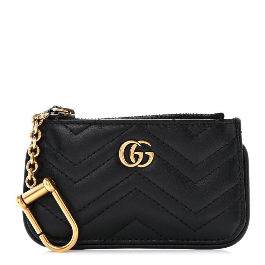 Calfskin Matelasse GG Marmont Key Case Black