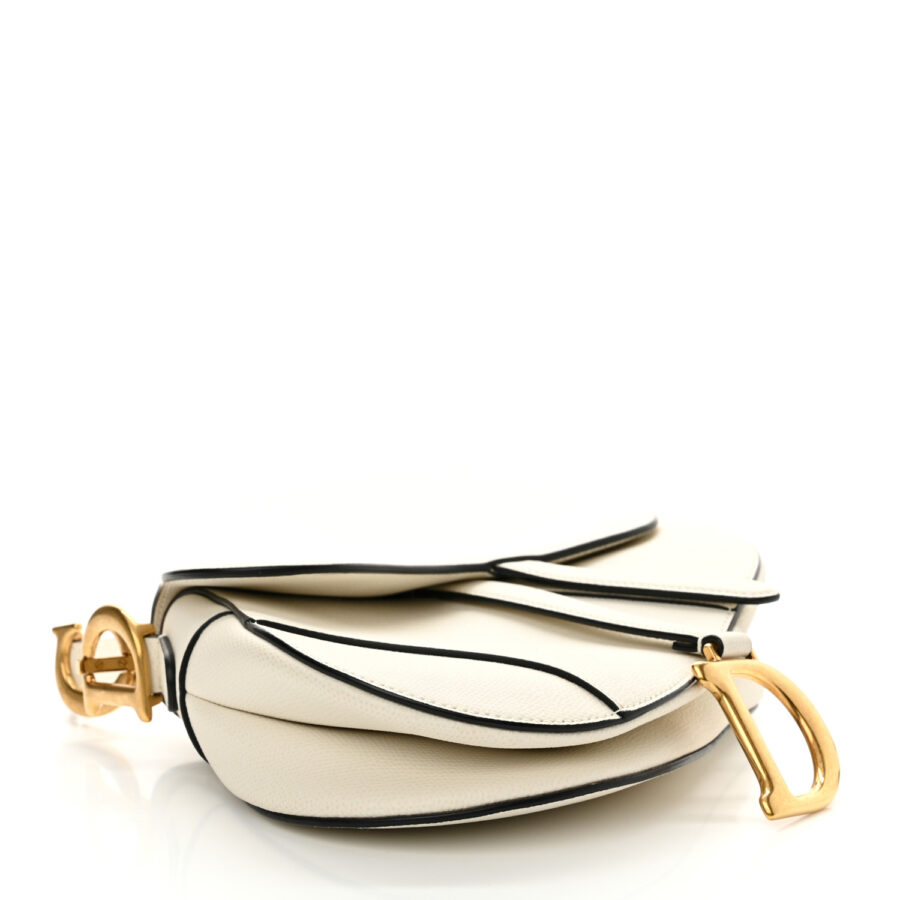 Grained Calfskin Saddle Bag White - Image 3
