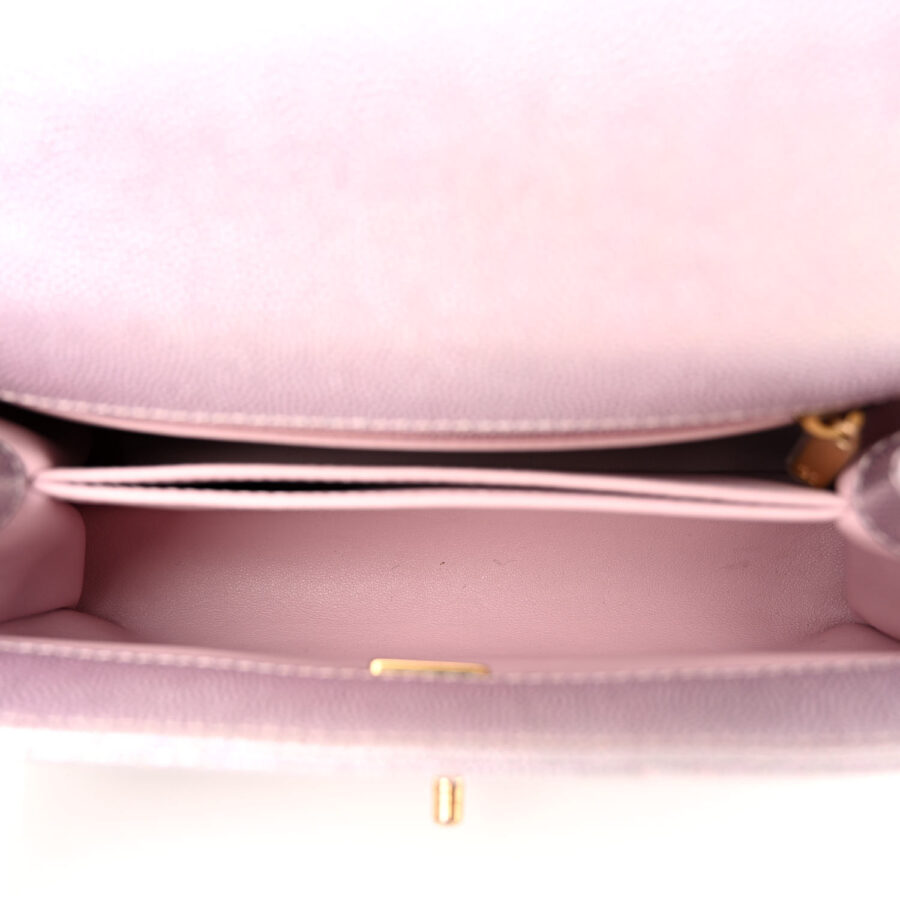 Iridescent Caviar Quilted Mini Coco Handle Flap Light Pink - Image 4