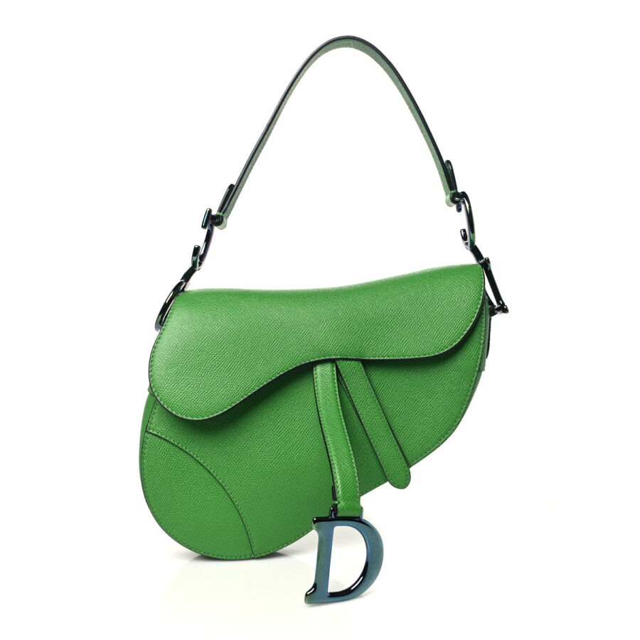 Grained Calfskin Saddle Bag Green