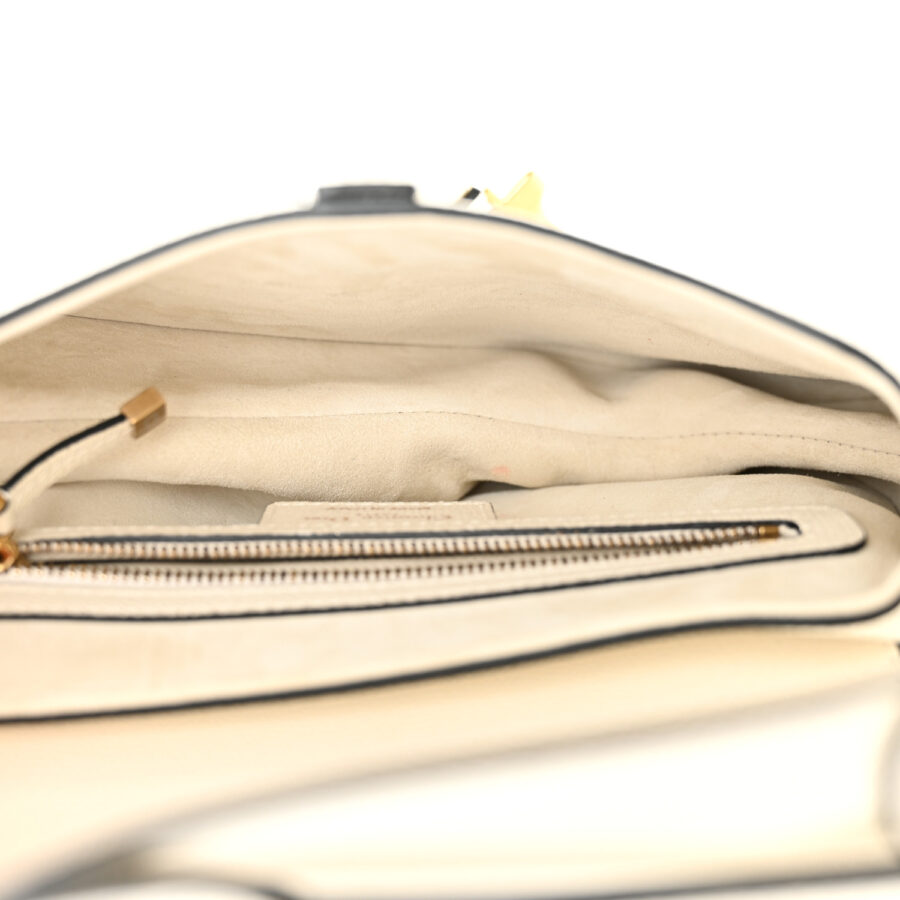 Grained Calfskin Saddle Bag White - Image 4