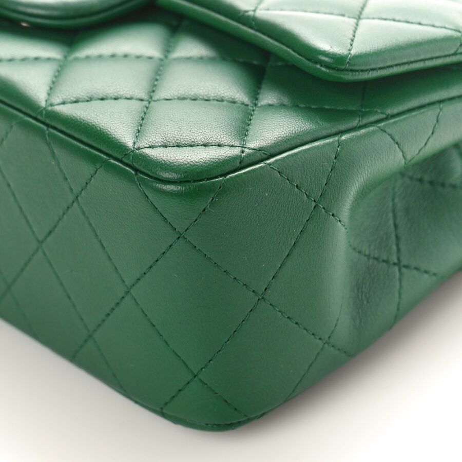 Lambskin Quilted Mini Rectangular Flap Dark Green - Image 7