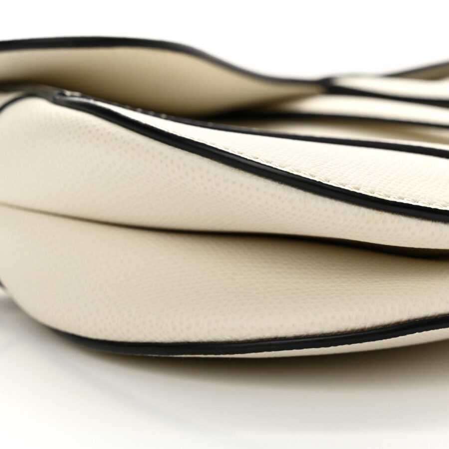 Grained Calfskin Saddle Bag White - Image 7