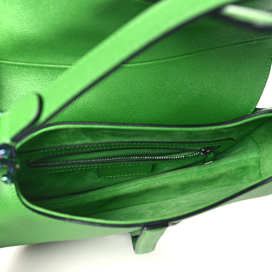 Grained Calfskin Saddle Bag Green - Image 4