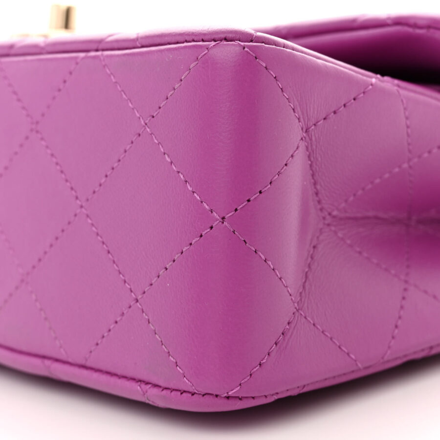 Lambskin Quilted Small Double Flap Purple - Image 8