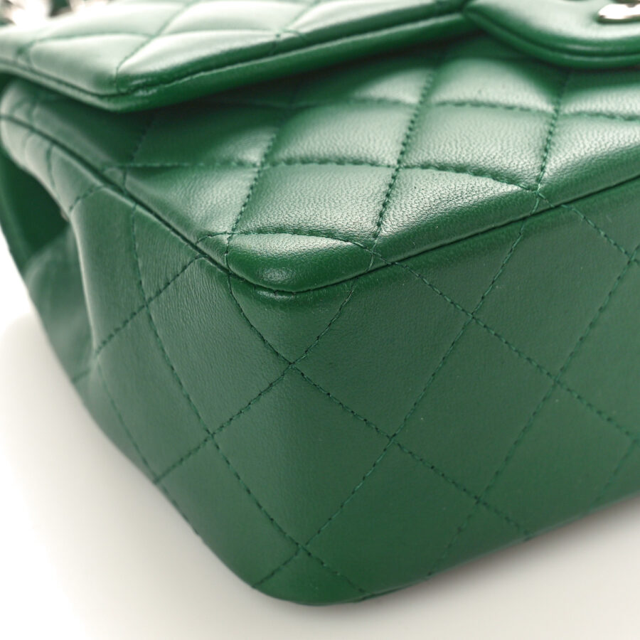 Lambskin Quilted Mini Rectangular Flap Dark Green - Image 6