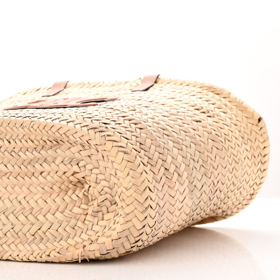 Raffia Calfskin Triomphe Medium Panier Tan - Image 8