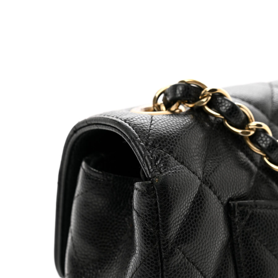 Caviar Quilted Mini Rectangular Flap Black - Image 9