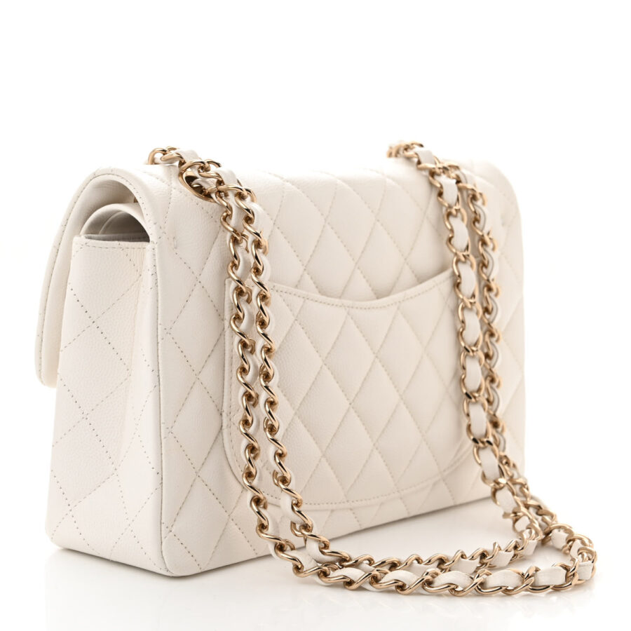Caviar Quilted Small Double Flap White - Image 2