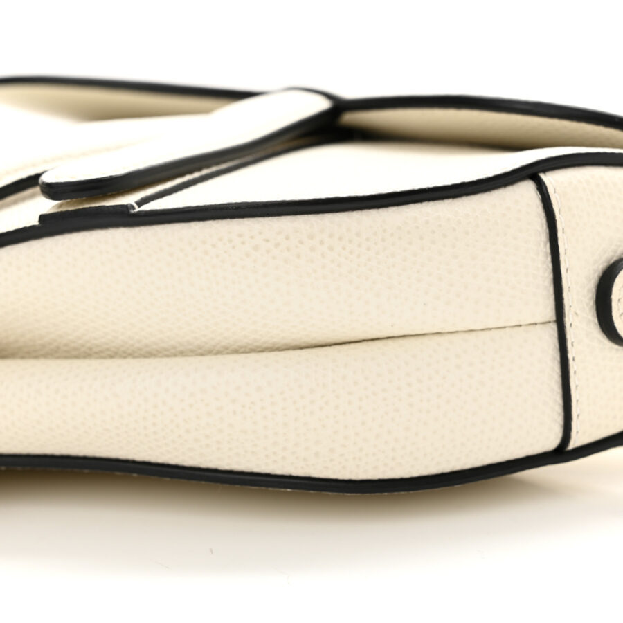 Grained Calfskin Mini Saddle Bag White - Image 8