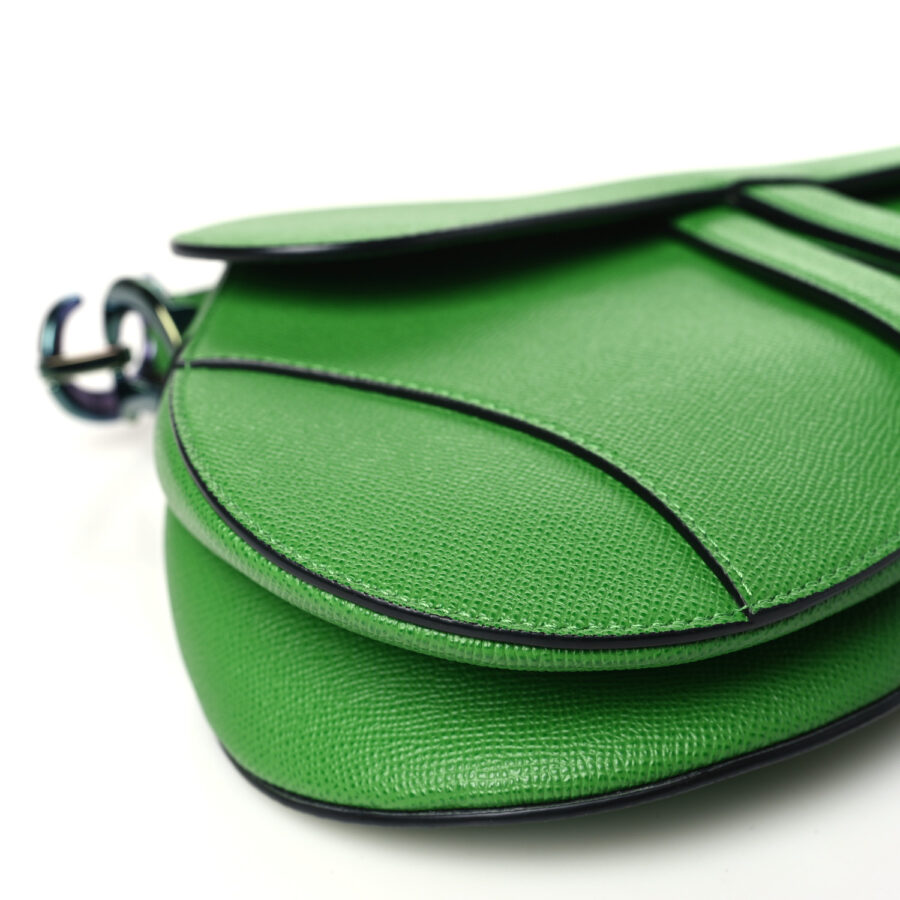 Grained Calfskin Saddle Bag Green - Image 7