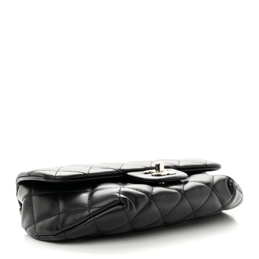 Calfskin Quilted CC Uniform Flap Belt Bag Black - Image 3