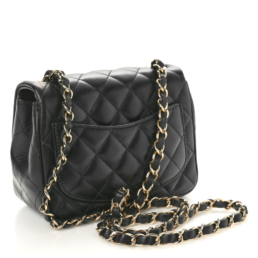 Lambskin Quilted Mini Square Flap Black - Image 2