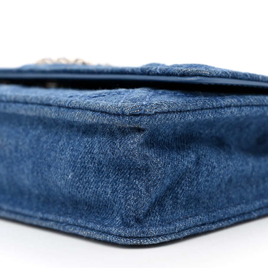 Denim Quilted Chanel 19 Wallet On Chain WOC Blue - Image 8