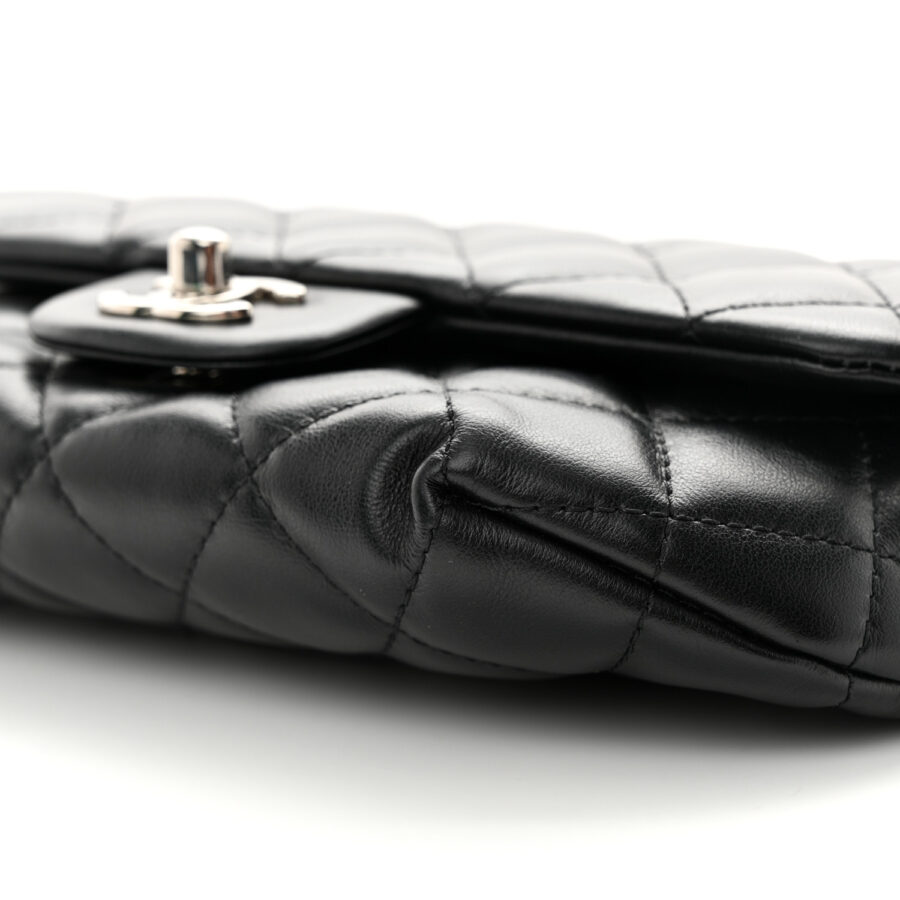 Calfskin Quilted CC Uniform Flap Belt Bag Black - Image 8