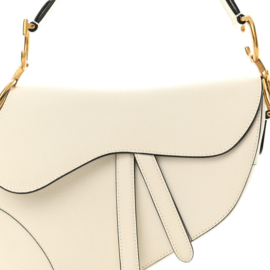 Grained Calfskin Saddle Bag White - Image 6