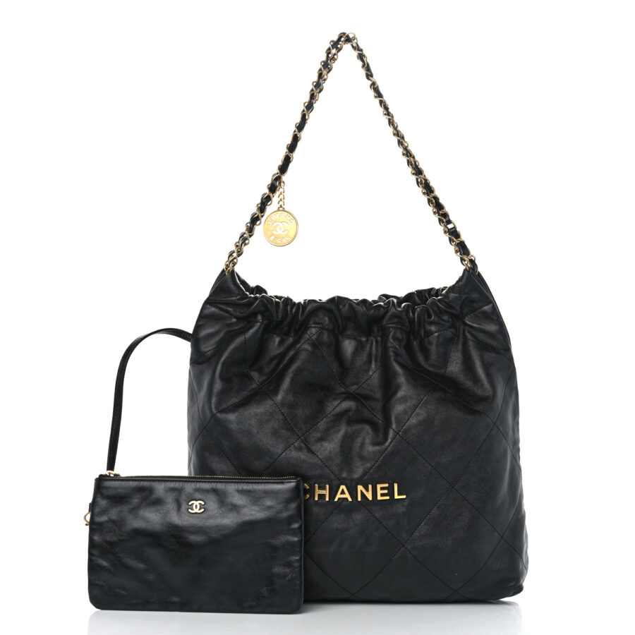 Shiny Calfskin Quilted Chanel 22 Black - Image 2