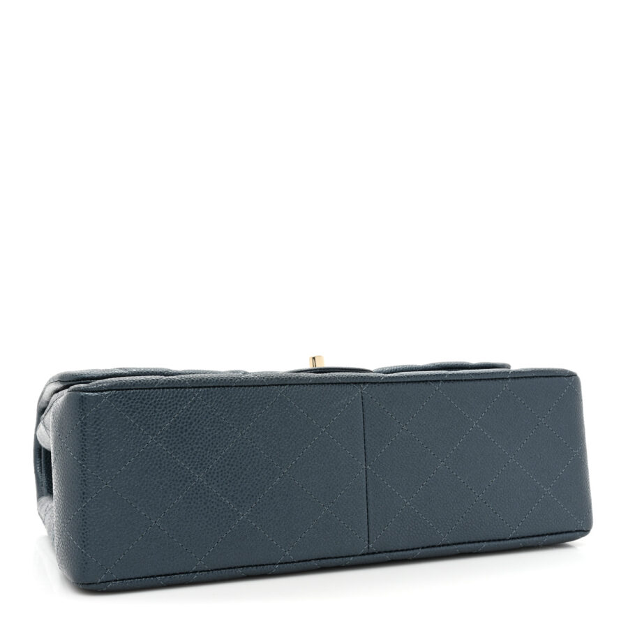 Metallic Caviar Quilted Jumbo Double Flap Dark Blue - Image 3