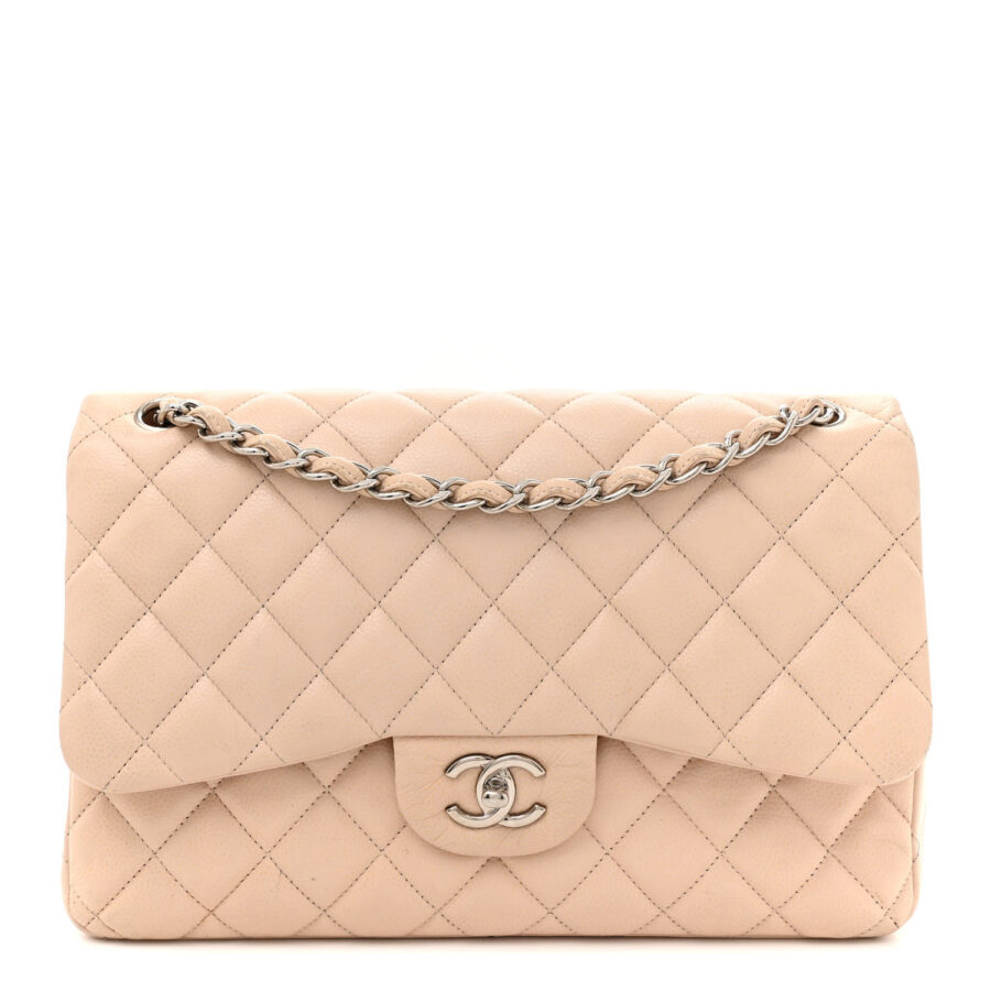 Caviar Quilted Jumbo Double Flap Light Pink