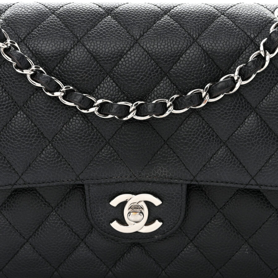 Caviar Quilted Medium Double Flap Black - Image 6