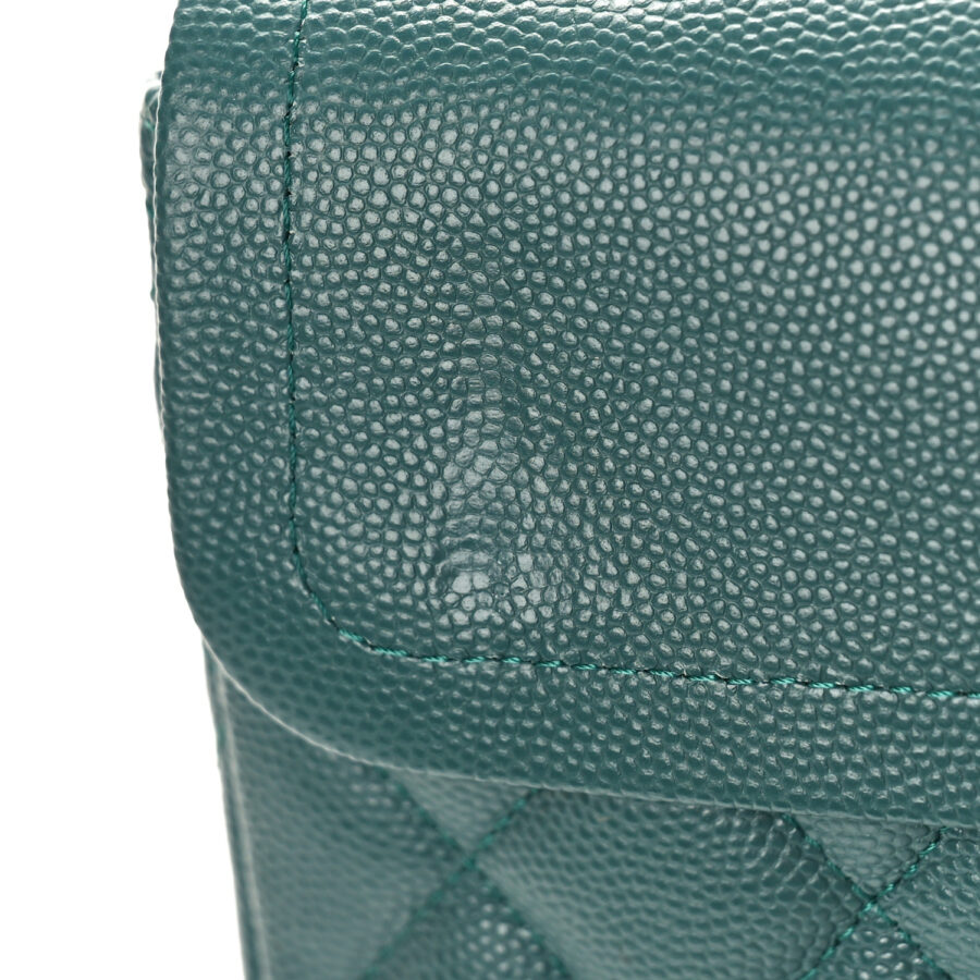 Caviar Quilted Small Double Flap Green - Image 6