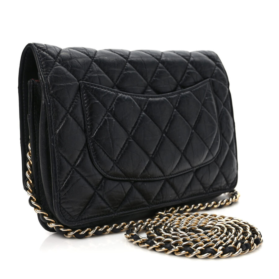 Aged Calfskin Quilted Reissue Wallet On Chain WOC Black - Image 2