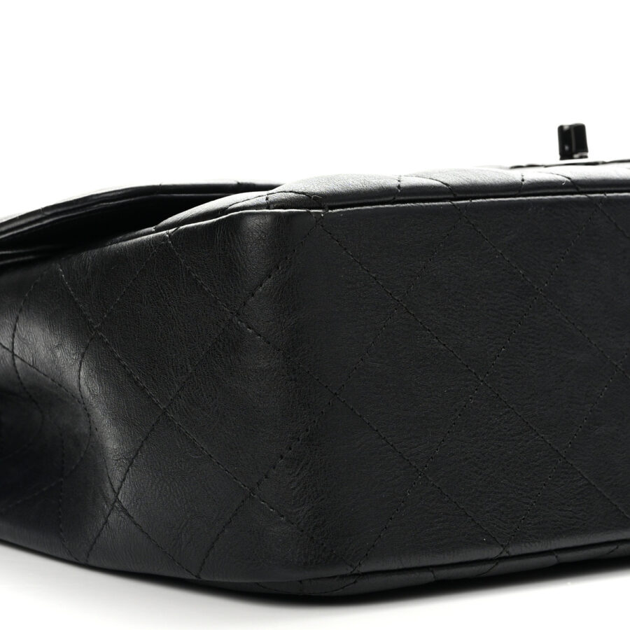 Crumpled Calfskin Quilted Jumbo Double Flap So Black - Image 7