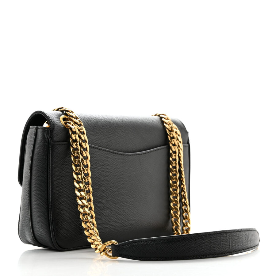 Saffiano Flap Shoulder Bag Black - Image 2