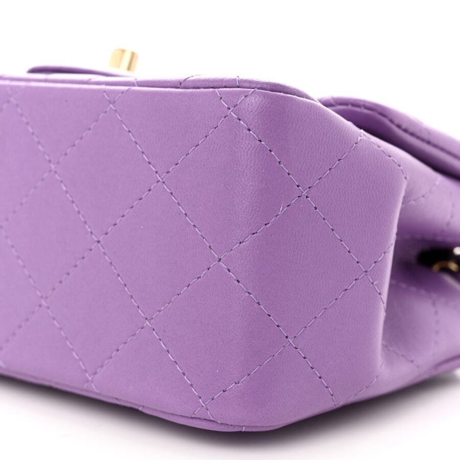 Lambskin Quilted Mini Square Flap Purple - Image 9