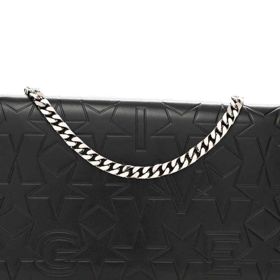 Calfskin Star Embossed Chain Wallet Black - Image 6