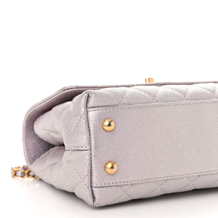 Iridescent Caviar Quilted Mini Coco Handle Flap Light Pink - Image 7