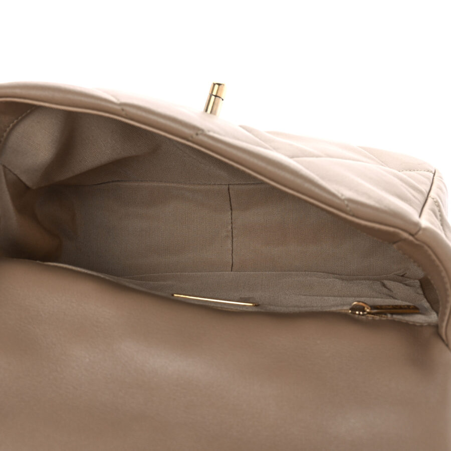 Lambskin Quilted Medium Chanel 19 Flap Dark Beige - Image 4