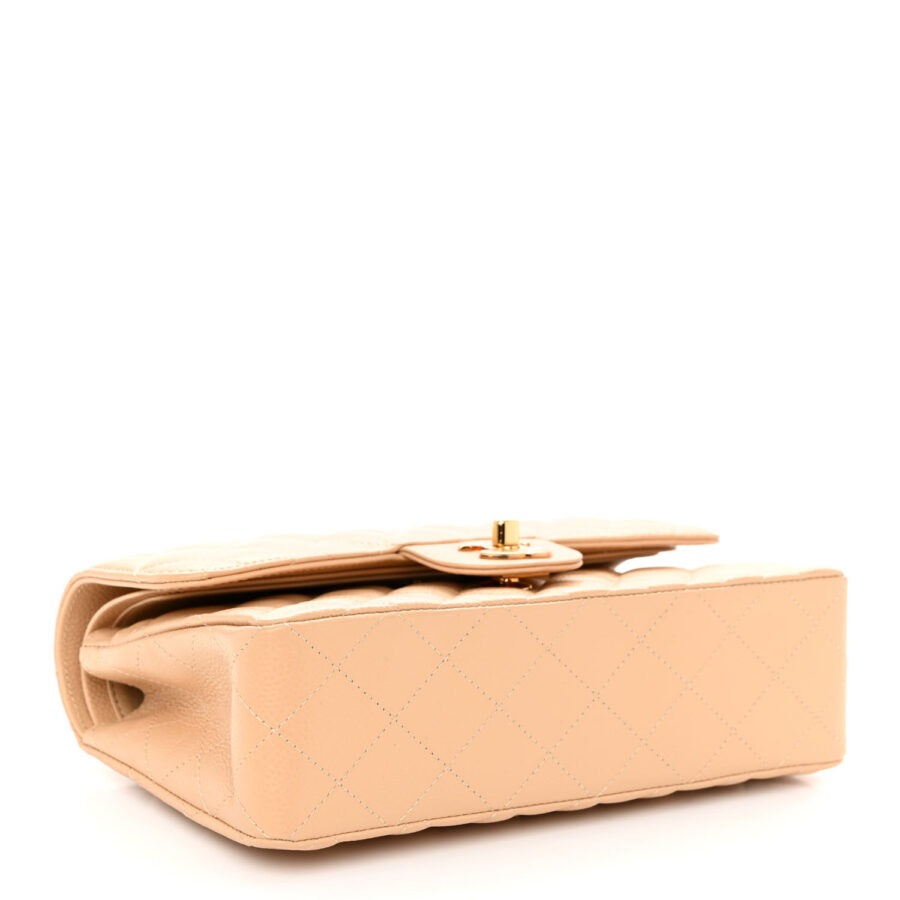 Caviar Quilted Small Double Flap Beige - Image 3