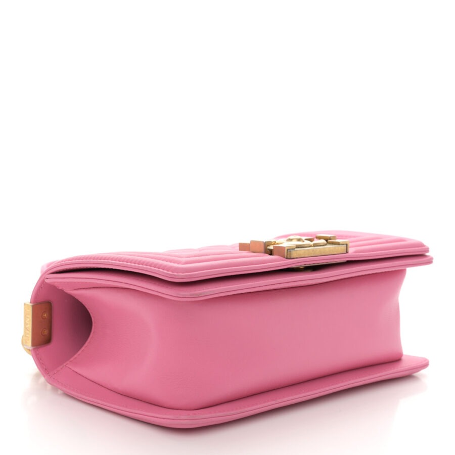 Calfskin Quilted Small Boy Flap Pink - Image 3