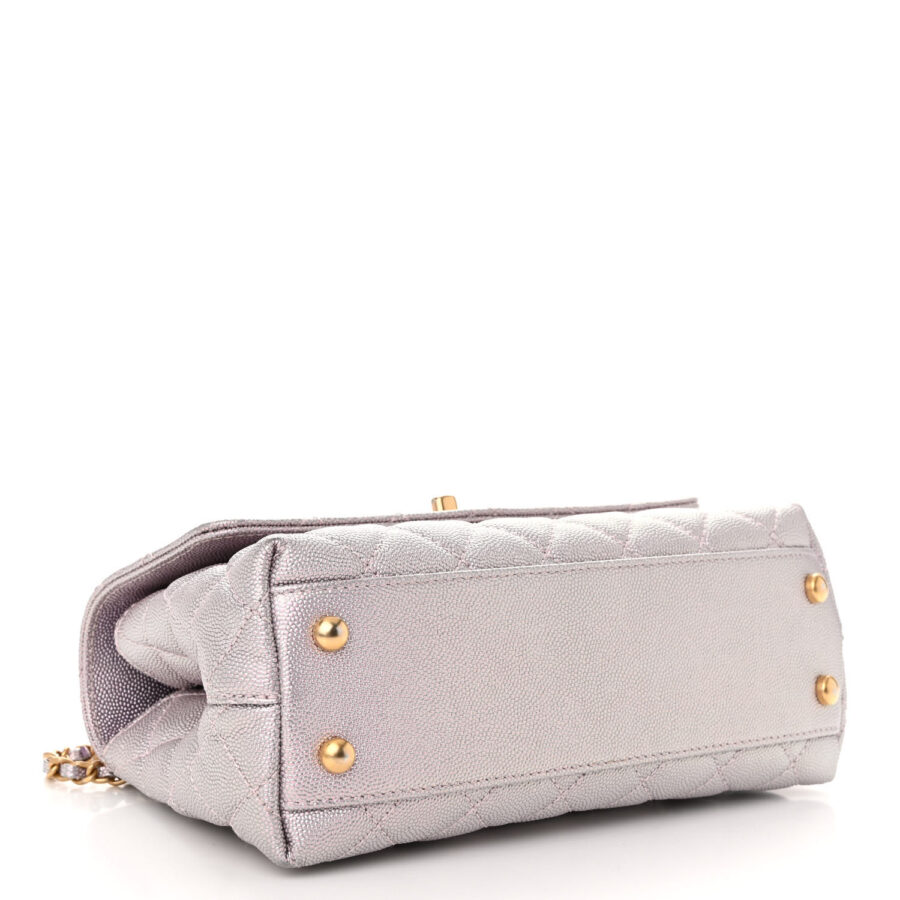 Iridescent Caviar Quilted Mini Coco Handle Flap Light Pink - Image 3