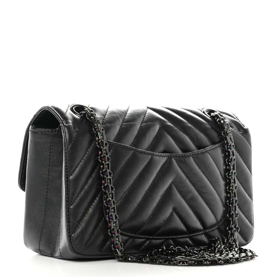 Aged Calfskin Chevron Quilted 2.55 Reissue Mini Flap So Black - Image 2