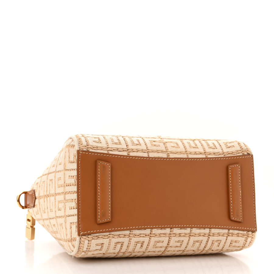 Raffia Jacquard Fabric 4G Mini Antigona Beige - Image 3