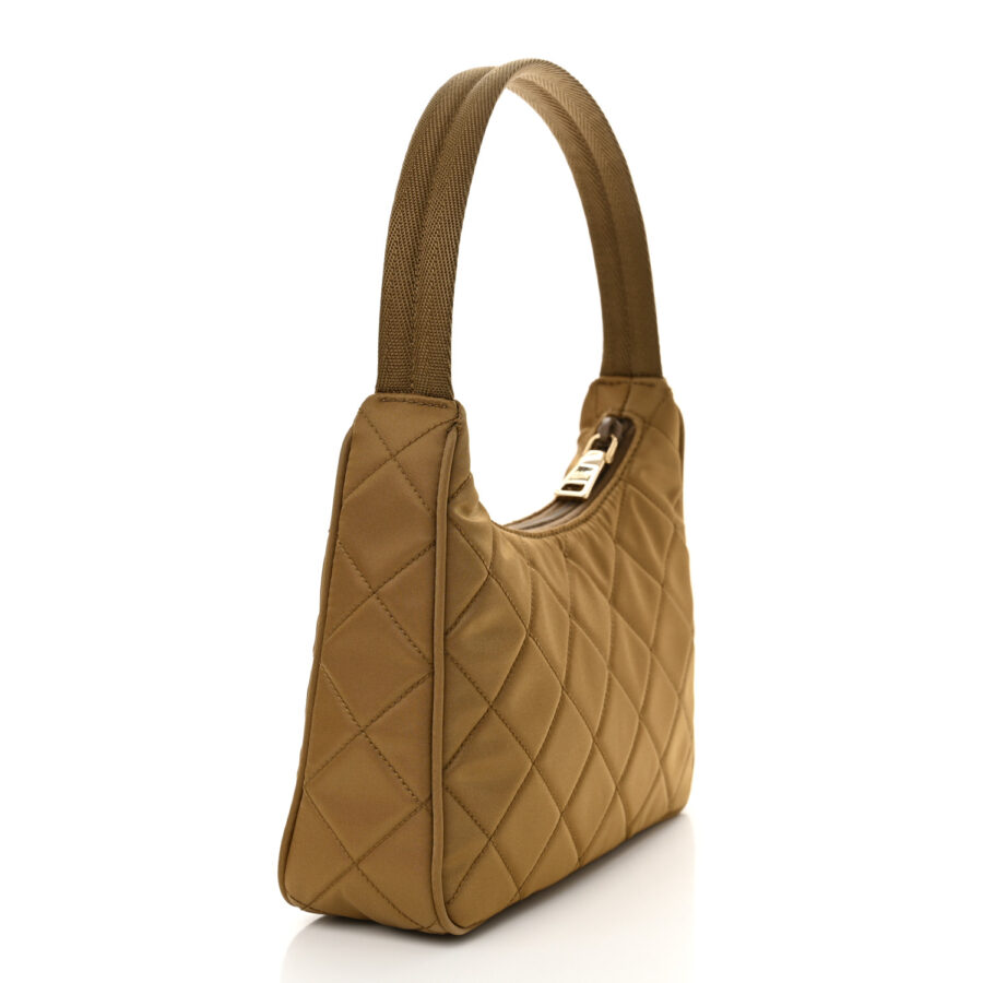 Tessuto Nylon Impuntu Quilted Shoulder Bag Tobacco - Image 2