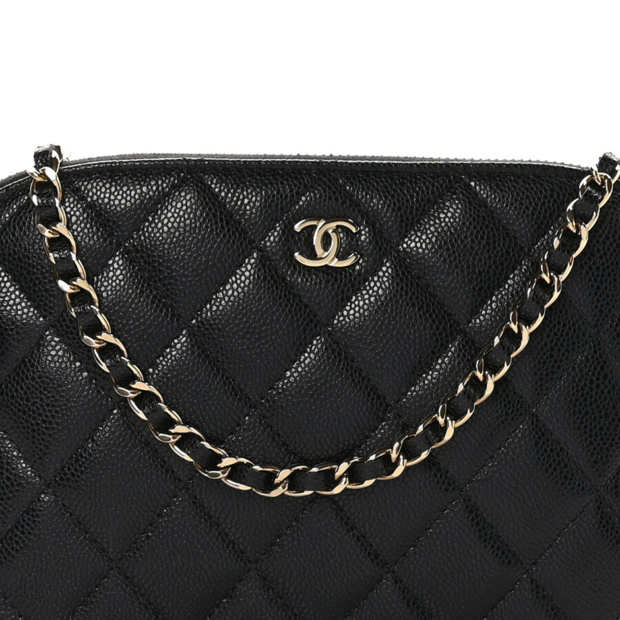 Caviar Quilted Classic Clutch With Chain Black - Image 6