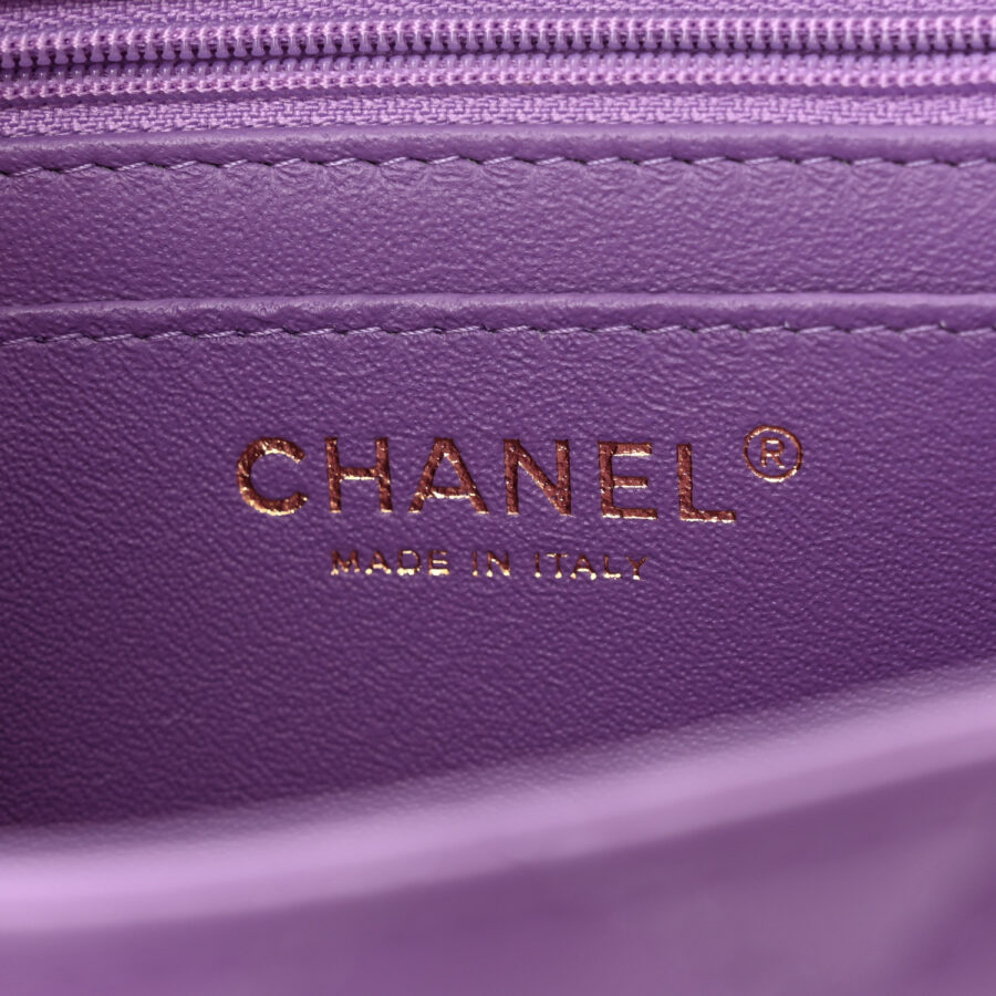 Lambskin Quilted Mini Square Flap Purple - Image 5