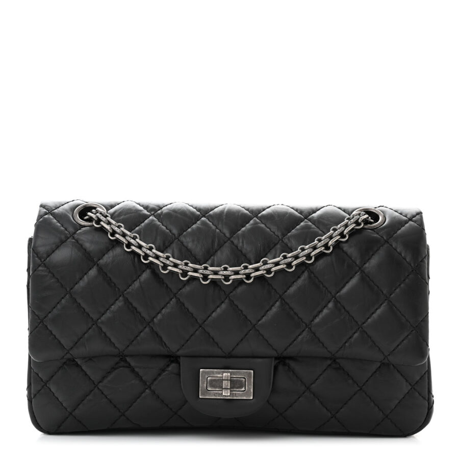 Aged Calfskin Quilted 2.55 Reissue 225 Flap Black