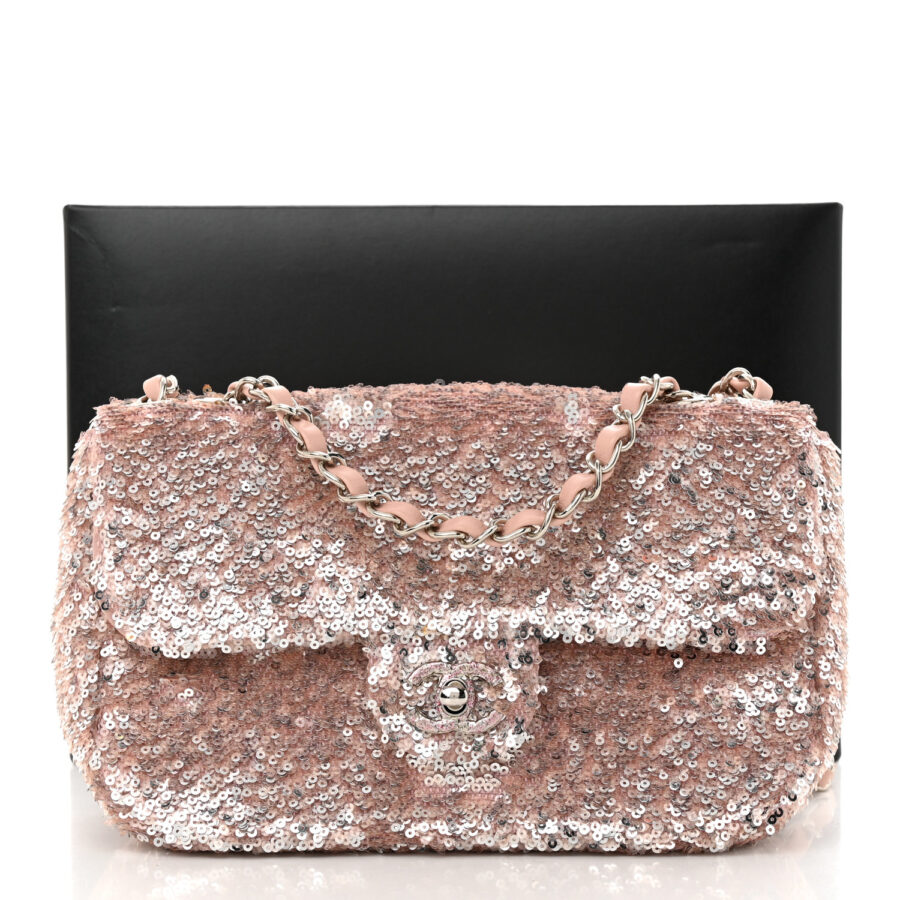 Sequin Mini Flap Light Pink Silver - Image 9