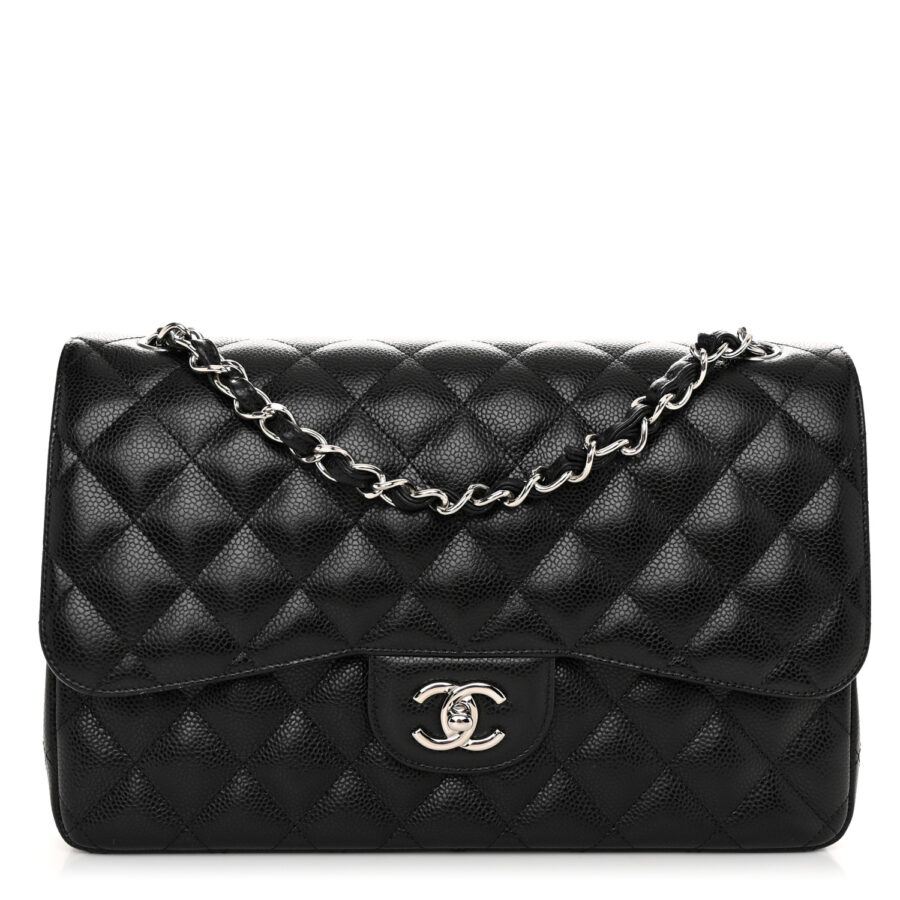 Caviar Quilted Jumbo Double Flap Black