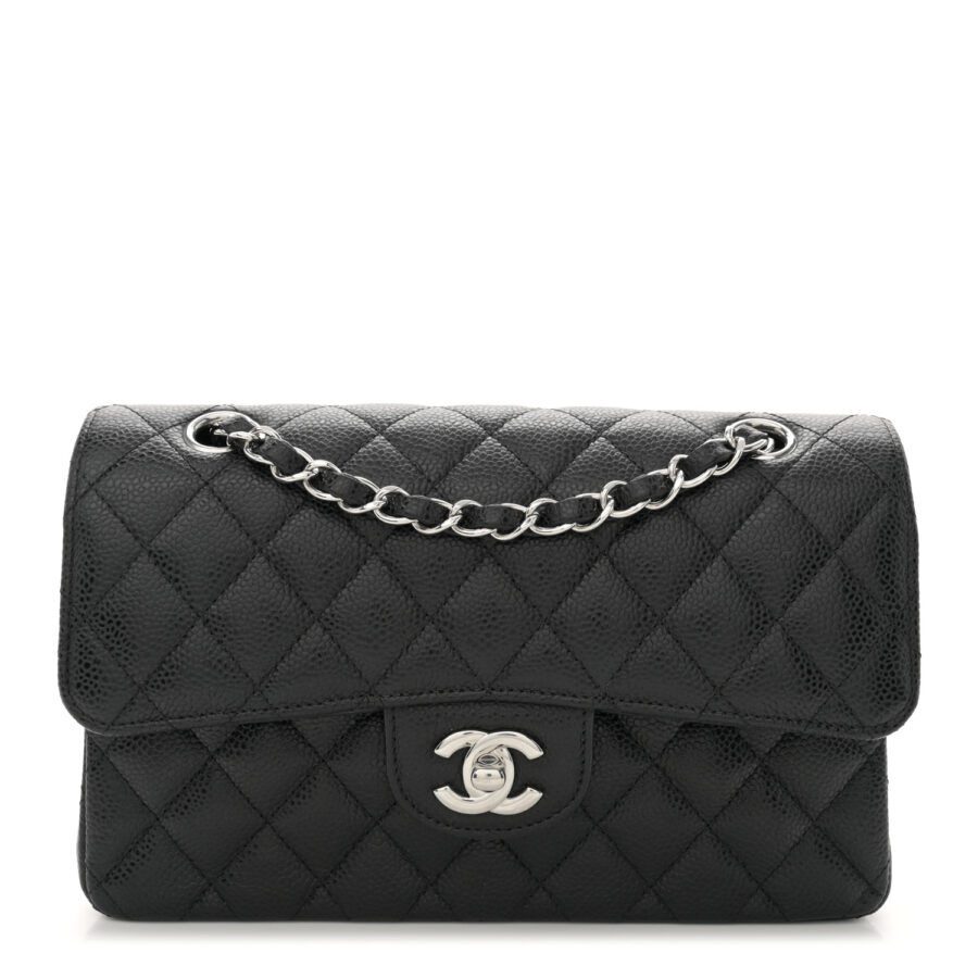 Caviar Quilted Small Double Flap Black