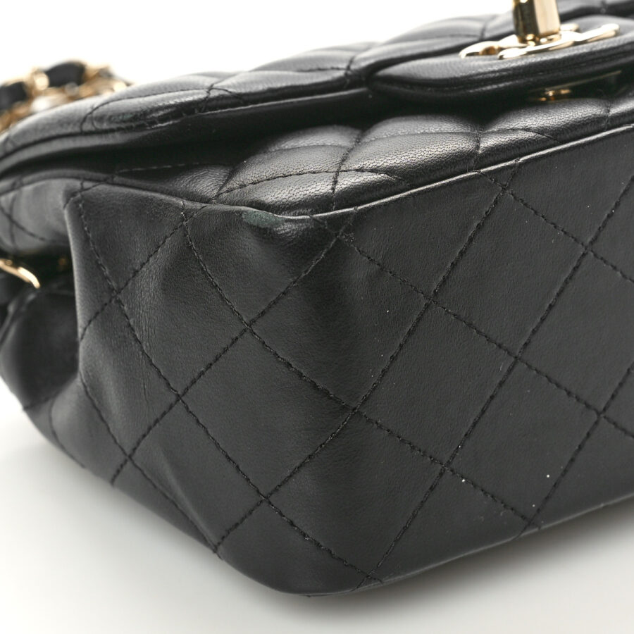 Lambskin Quilted Mini Square Flap Black - Image 7