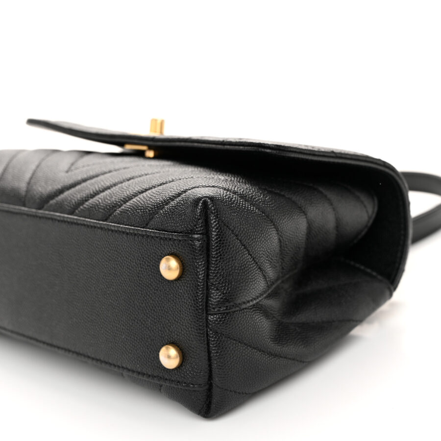 Caviar Chevron Quilted Mini Coco Handle Flap Black - Image 8