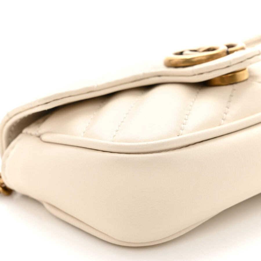 Calfskin Matelasse Heart GG Marmont 2.0 Coin Purse On A Chain Mystic White - Image 7