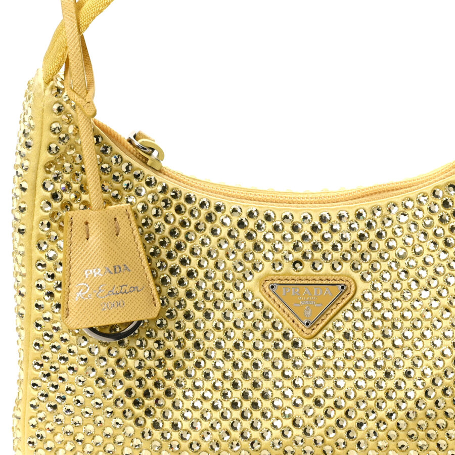 Satin Crystal Mini Re-Edition 2000 Bag Ananas - Image 6