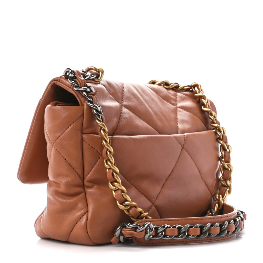 Lambskin Quilted Medium Chanel 19 Flap Brown - Image 2