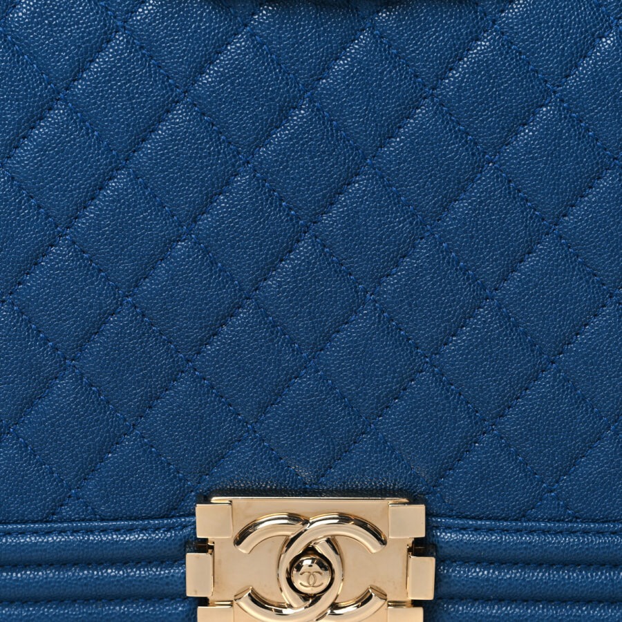 Caviar Quilted New Medium Boy Flap Blue - Image 6